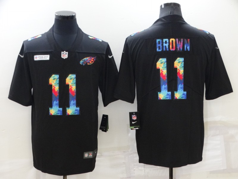 Men's Philadelphia Eagles #11 A. J. Brown Black Crucial Catch Limited Stitched Jersey